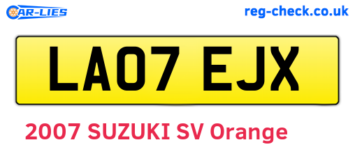 LA07EJX are the vehicle registration plates.
