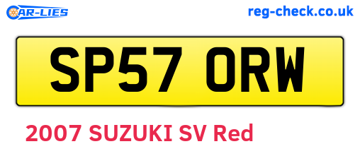 SP57ORW are the vehicle registration plates.