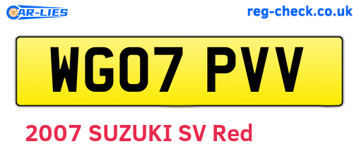 WG07PVV are the vehicle registration plates.