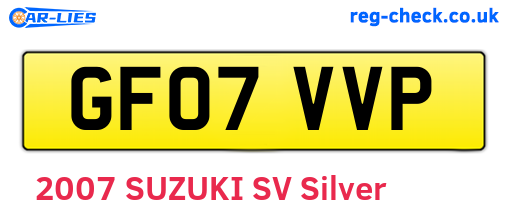 GF07VVP are the vehicle registration plates.