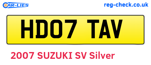 HD07TAV are the vehicle registration plates.