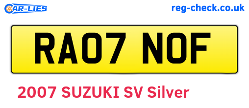 RA07NOF are the vehicle registration plates.