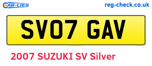 SV07GAV are the vehicle registration plates.