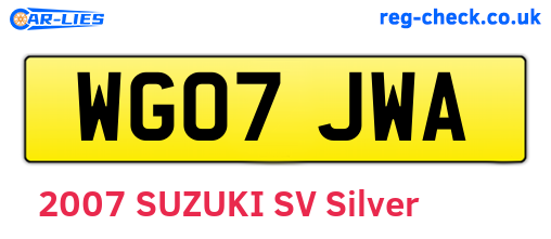 WG07JWA are the vehicle registration plates.