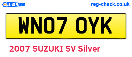 WN07OYK are the vehicle registration plates.