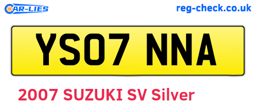 YS07NNA are the vehicle registration plates.