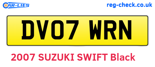 DV07WRN are the vehicle registration plates.