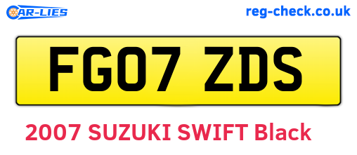 FG07ZDS are the vehicle registration plates.