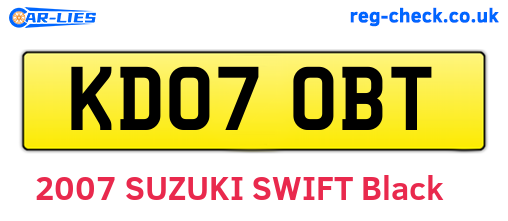 KD07OBT are the vehicle registration plates.