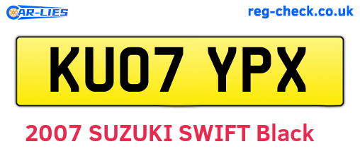 KU07YPX are the vehicle registration plates.