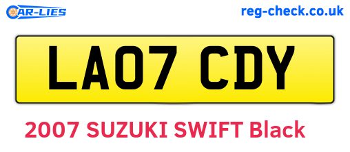LA07CDY are the vehicle registration plates.