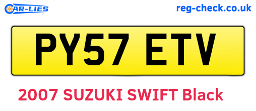 PY57ETV are the vehicle registration plates.