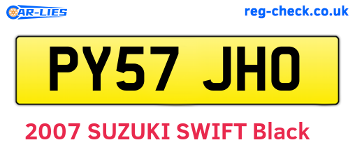 PY57JHO are the vehicle registration plates.