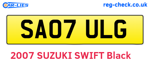 SA07ULG are the vehicle registration plates.