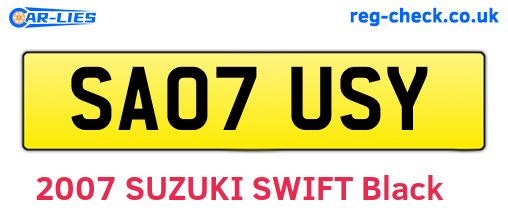 SA07USY are the vehicle registration plates.