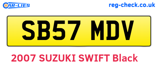 SB57MDV are the vehicle registration plates.