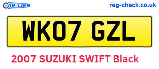 WK07GZL are the vehicle registration plates.