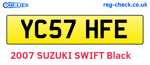 YC57HFE are the vehicle registration plates.
