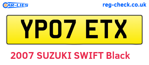 YP07ETX are the vehicle registration plates.