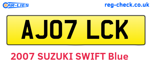 AJ07LCK are the vehicle registration plates.