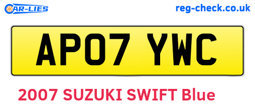 AP07YWC are the vehicle registration plates.