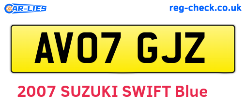 AV07GJZ are the vehicle registration plates.