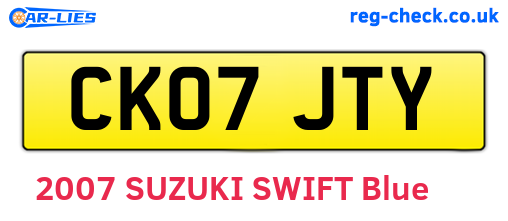 CK07JTY are the vehicle registration plates.