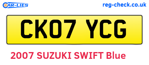CK07YCG are the vehicle registration plates.