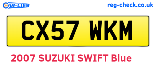 CX57WKM are the vehicle registration plates.