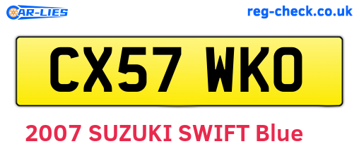 CX57WKO are the vehicle registration plates.