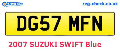 DG57MFN are the vehicle registration plates.
