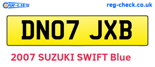DN07JXB are the vehicle registration plates.