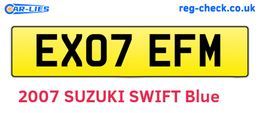 EX07EFM are the vehicle registration plates.