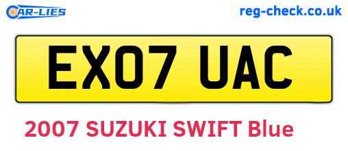 EX07UAC are the vehicle registration plates.