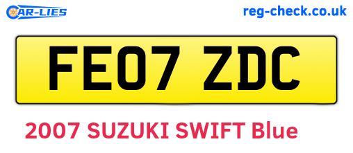 FE07ZDC are the vehicle registration plates.