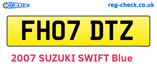 FH07DTZ are the vehicle registration plates.
