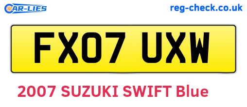 FX07UXW are the vehicle registration plates.
