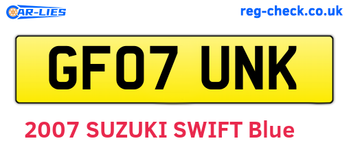 GF07UNK are the vehicle registration plates.