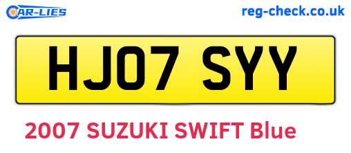 HJ07SYY are the vehicle registration plates.