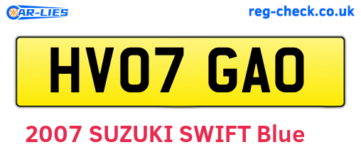 HV07GAO are the vehicle registration plates.