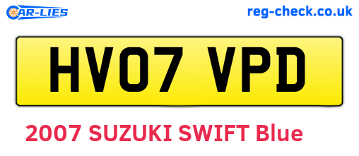 HV07VPD are the vehicle registration plates.