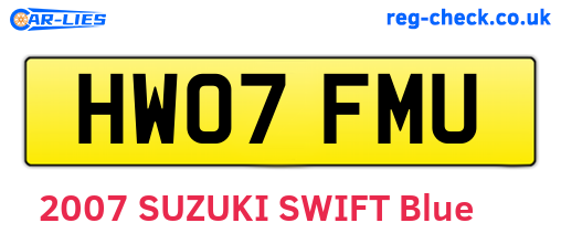 HW07FMU are the vehicle registration plates.