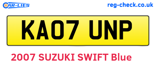KA07UNP are the vehicle registration plates.