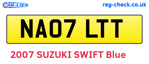 NA07LTT are the vehicle registration plates.