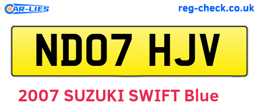 ND07HJV are the vehicle registration plates.