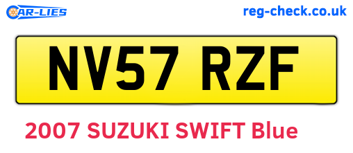 NV57RZF are the vehicle registration plates.