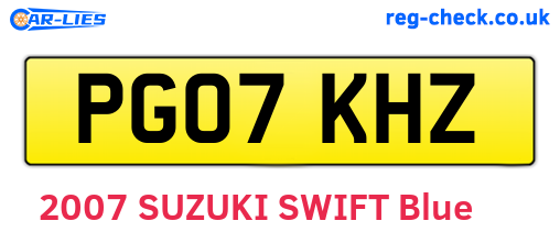 PG07KHZ are the vehicle registration plates.