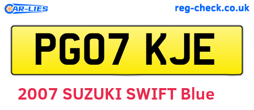 PG07KJE are the vehicle registration plates.