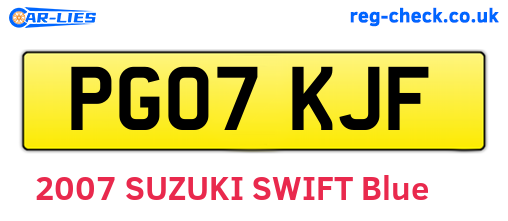 PG07KJF are the vehicle registration plates.