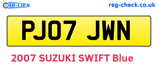 PJ07JWN are the vehicle registration plates.